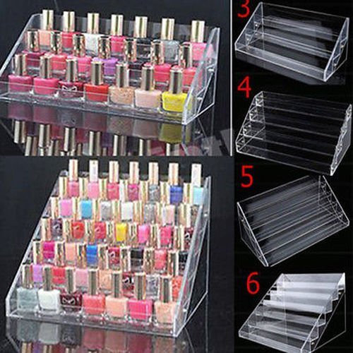Nagellack Aufbewahrung,4Stöckiges Nagellack Organizer,Nagellack Regal,Acryl klar Make up Display Ständer Rack Organizer Halte,Kraftkarton und innen gepolsterter dreilagiger Luftpolsterbeute