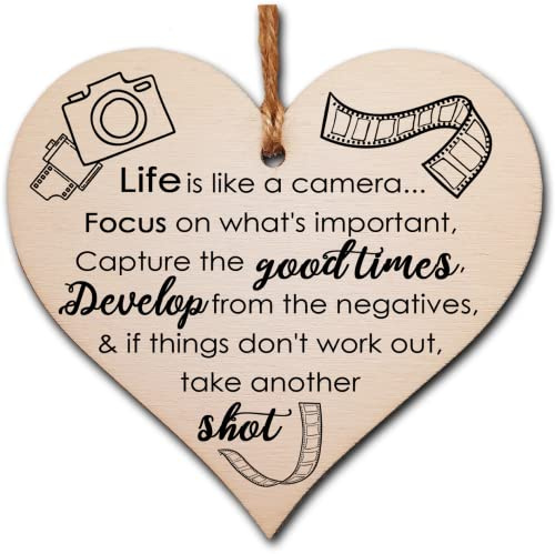 Inspirational Wooden Heart Sign – Hanging Home Decor with Uplifting Message – Great Gift for Her, Bedroom, Office, or Hallway