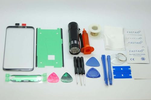 Frontscheibe Reparatur-Set, Bildschirm Glas für Samsung S9 Plus mit Kleber, Fackel, Draht