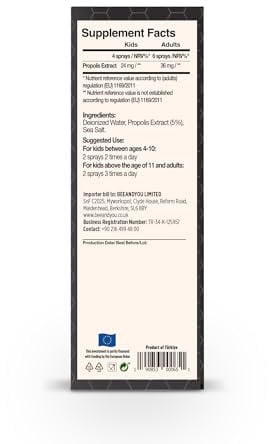 BEE&YOU Propolis Spray, Nasenspray 30 ml Propolis Extrakt, Spray für Nase, für Kinder und Erwachsene, befreit die Nase,ohne Zusatzstoffe, natürlich, ohne Alkohol & Gewöhnungseffekt, 33 Auszeichnungen