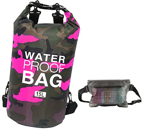 Idefair Borsa Impermeabile a Secco, Zaino da Spiaggia Galleggiante Borsa da Viaggio Leggero a Secco per la Spiaggia, Canottaggio, Pesca, Kayak, Nuoto, Rafting, Camping 5L 10L 15L 20L 30L