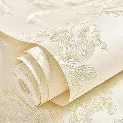 LZYMLG Autoadesivo europeo non tessuto carta da parati negozio camera da letto decorazione soggiorno TV sfondo muro rinnovamento adesivo fai da te beige