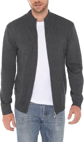iClosam Herren Pullover Zip Winterpullover Reissverschluss Strickjacken für Herren Regular Fit Grau L