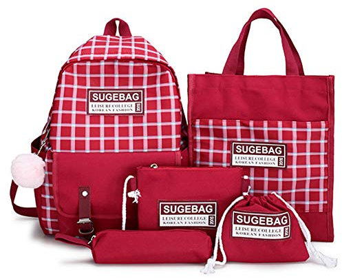 NANANA Trendiger Westlicher Stil Kinderrucksäcke Teen Jungen Mädchen Schulranzen 5 Teile Set mit Schultertaschen und Bleistift-Tasche, 29x13x40 cm,#2