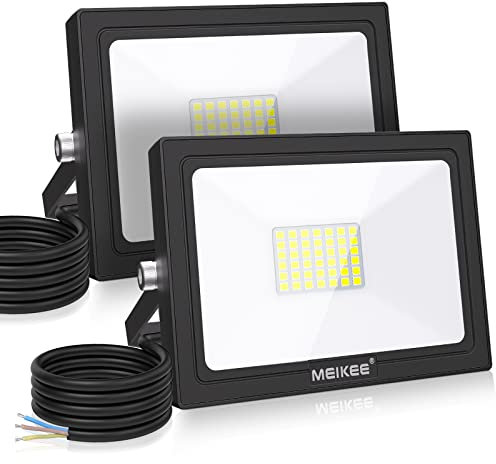 MEIKEE 35W LED Strahler Außen 2 Stücke 3000LM Superhell Scheinwerfer IP66 Wasserdicht Außenstrahler 6500K Kaltweiß Fluter Aussenstrahler für Garten, Innenhöfe, Garage, Hotel, Sportplatz