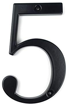 HASWARE Numero civico Segnale 4 pollici (10 cm) Numeri di porta moderni Segnaletica Targa Indirizzo di casa Numeri in lega di zinco (5, Nero)