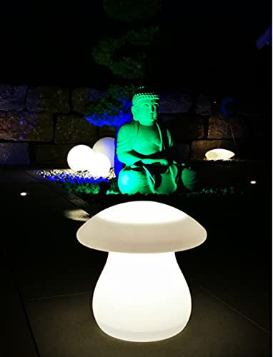 Trango 370WB IP65 LED Gartenlampe inkl. 1x LED Leuchtmittel, Pilzförmig Leuchtfigur 37cm hoch in Weiß matt Außenlampe *FUNGUS* inkl. ca. 3m Zuleitungskabel Wegbeleuchtung, Außenleuchte, Gartenstrahler