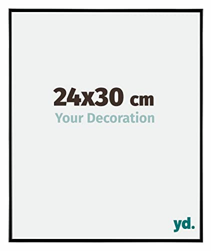 Your Decoration - Cadre photo 24x30 cm - Noir Brillant - Cadre Photo en Plastique Avec Verre acrylique - Anti-Reflet - Cadre 24x30 - Evry