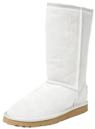 Shenduo Donna Stivali Impermeabile da Neve Invernali con Alti Classici Metà polpaccio D5115 Bianco 39EU