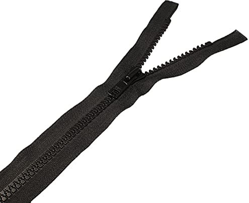 Trimming Shop YKK, cerniera bidirezionale in nylon nero con estremità aperta, denti in plastica stile grosso, cerniera pesante per giacche, cappotti, abbigliamento sportivo, abbigliamento da sci,