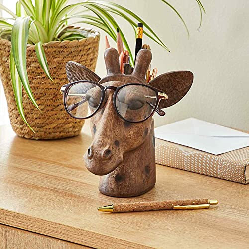 EEMKAY® New Giraffe Head Pot & Reading Glasses Stand Holder Pencil Storage Desk Ornament Playful Addition to Living Space M-21