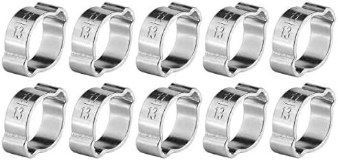10Pcs Hose Clips, 2-Ear Hose Clamps Adjustable Worm Gear Hose Clamps Zinc Plated Stainless Steel Two-Ear Pipe Clip Hoop Plumbing Fastener for Fule Petrol Pipe Tube(11-13mm)