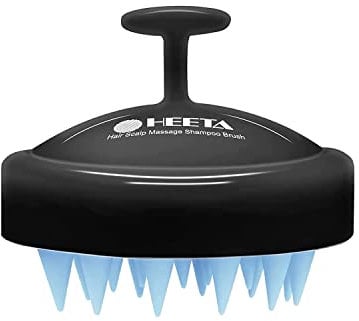 HEETA Kopfhaut Massagebürste, Tiefenreinigende Kopfmassage Bürste für Nass & Trockenhaar, Massagebürste Haare mit Weichem Silikonkopf für Peeling und Kopfmassage, Schwarz & Blau
