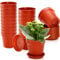 ZOOFOX 20 Pack Plastic Plant Pots, 9cm × 10cm Flower Pots Nursery Pot with Drainage Hole and Tray, Thickened Plastic Plant Container for House Plants, Seedlings, Succulents, Terracotta