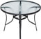Outsunny Mesa de Cristal de Jardín con Agujero para Sombrilla Mesa para Comer Redonda con Marco de Acero para Exterior Terraza Balcón Ø106,5x71 cm Negro