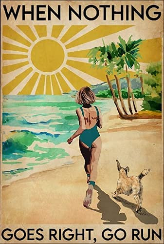 Metall-Blechschild mit Aufschrift When Nothing Goes Right Go Run, 15 x 20 cm