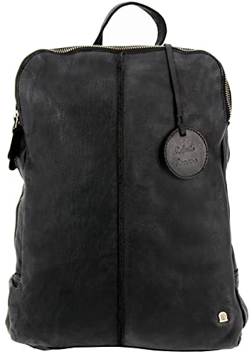 Roberto Romano handgefertigte Rucksack CAPRI aus Echtem Leder in schwarz 48203 | Backpack, Lederrucksack, Damenrucksack | Modernes Design für Freizeit, Schule, Business und Urlaub