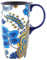 DUSVALLY Grande tasse à café en céramique avec couvercle - 500 ml - Fleur bleue