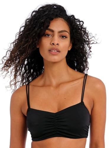 Freya Women's Jewel Cove Bralette Underwire Bikini Top, Plain Black, 30DD