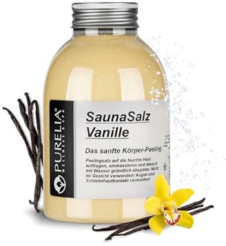 PURELIA Sauna Salz Vanille 650g Peelingsalz Sauna Salz Peeling Körperpeeling