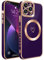 ECZOIL Compatible with iPhone 13 Pro Max Case MagSafe,Full Camera Lens Protection Luxury Electroplated Cute Heart Magnetic Case for iPhone 13 Pro Max for Women Girls-Deep Purple