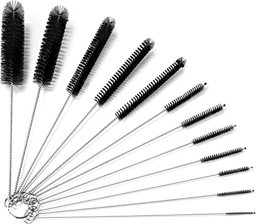 Bottle Brush,12 Pcs Bottle Cleaning Brushes,Nylon Bottle Pipe Cleaner Set for Bottle Glasses Straw Cleaning,Bottle Cleaning Brushes, Tube Brush, Kettle Spout Brushed, Straw Brush, Nylon Bottle(Black)