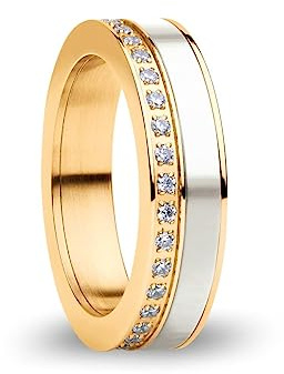 BERING Arctic Symphony Collection Douro Anillo para mujer de acero inoxidable con acabado en tono oro rosa brillante