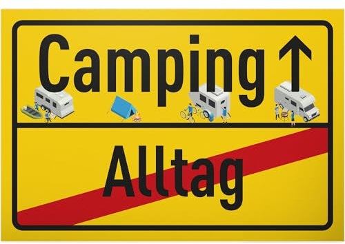 DankeDir! Camping - Schild 30 x 20 cm - Witzige Camping Deko - Geschenkidee für Camper - Lustiger Spruch Wanddeko Türschild für Wohnmobil & Wohnwagen