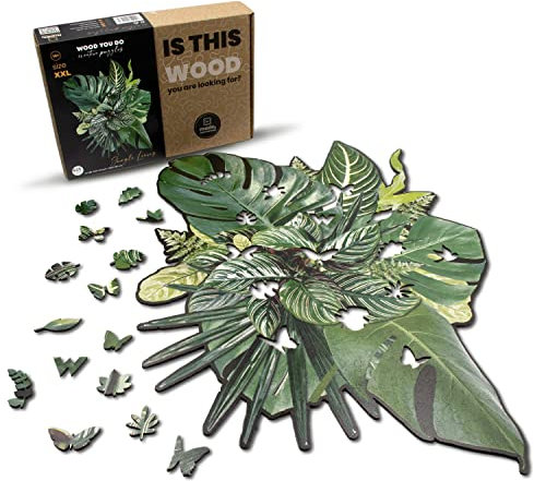 WOOD YOU DO Holzpuzzle Blättermotiv Holzpuzzle Für Erwachsene Holzpuzzles Perfekt Geschenkidee für Erwachsene Wooden Puzzle 435 Teile, 58x36cm (Jungle Leaves, A2, XXL)