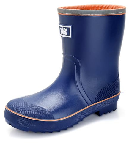 Jesindr Stivali Gomma Uomo, Pioggia Antiscivolo Adulto Antinfortunistica Stivali, Leggere Comodeda Esterno Scarpe da Giardino, Blu Arancione Senza Cordoncini, 44 EU