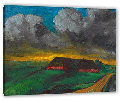 JZSDGB Marschhof von Emil Nolde Giclée-Leinwanddruck Fertig zum Aufhängen Berühmte Bild auf Leinwand Wandkunst Leinwandbilder für die Wanddekoration 50x65cm(19x26in) Gerahmt