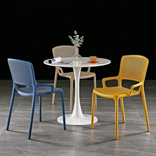 TemkIN Kunststoff Esszimmerstühle Satz Von 3, Moderne Stapelbar Akzent Stuhl, Wohnzimmer Seite Stuhl mit Mesh Rückenlehnen, Bequeme Armlehne Stuhl für Küche, Esszimmer, Schlafzimmer