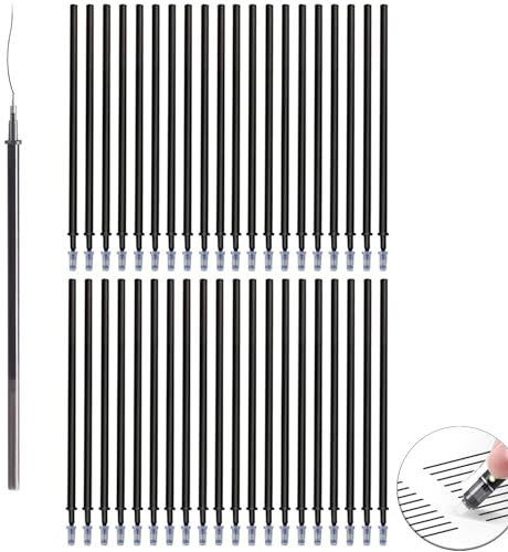 YHUIKXIN 40 Stück Schwarz 0,35mm Löschbare Mine Radierbar Gelstiftmine Radierstift Mine für Schulen Büros Schneidereien