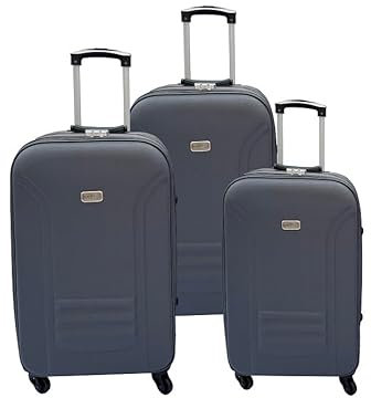 LEX Reisekoffer Stoffkoffer Trolley Set 3 TLG. Rollkoffer Travel Gepäck Hangepäck Farbe wählbar (Dunkelgrau)