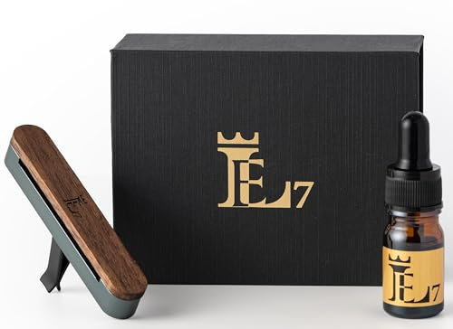 LE7 Autoduft I Auto Parfüm I Auto Lufterfrischer I Autoparfum I Bis 6 Monate Haltbarkeit I Parfüme mit luxuriöser Halterung I 5ml Premium duftöl (Königliches Oud, Grau)