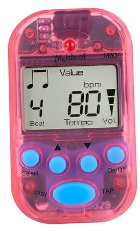 F Fityle Mini-Digital-Metronom, elektronisches Metronom, einfach zu bedienen, Beat-Tempo-Lautstärke, einstellbar, Beat-Tap-Clip für Gitarre, Schlagzeug, Rot