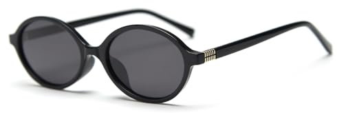 LIGOES Kleine ovale Sonnenbrille Polarisierte TR90 Sonnenbrille Retro Vintage Retro Koreanischer Stil Selfies Ins Brillen Schatten (black)