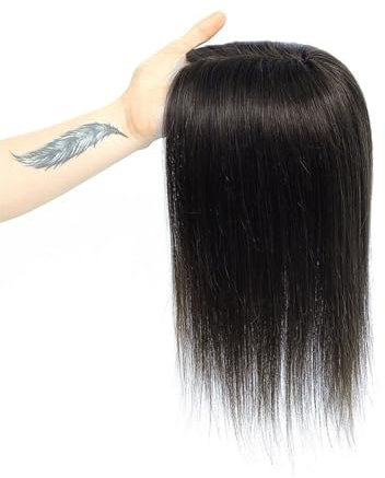 Haartopper für Frauen Haar-Topper for Frauen, Echthaar, Spitzen-Basis-Topper, 25,4–45,7 cm, brasilianisches Haar, glatte Haarteile, Clip-in-One-Piece-Haarverlängerungen for dünner werdendes Haar Haart