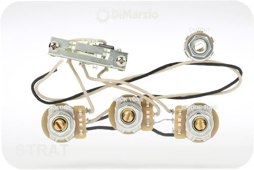 DiMarzio GW2108A5 Verkabelung für Stratocaster E-Gitarre, komplettes Set mit 250k Potis, 5-Wege-Schalter und Ausgangsbuchse, einbaufertig verlötet