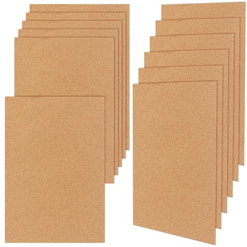 CHUIFAI 12 Stück 30x21cm Korkplatte Selbstklebend A4, 1mm Pinnwand Selbstklebend Kork, Selbstklebende Korkmatte Korkwand für Bilder, Foto Hängen, Notizen, Zimmer Deko, Büro Memo