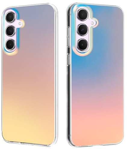 Hülle für Samsung Galaxy A55 6,6 Zoll, Irisierend Farbverlauf Handyhülle Stoßfeste Kratzfest Holografisch Case Regenbogen Farbwechsel Effekt Matt Bunt Schutzhülle für Frauen und Mädchen