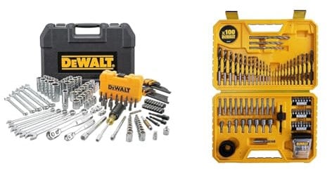 DEWALT Mechanics Tools Kit and Socket Set, 142-Piece, 1/4 & 3/8 Drive, MM/SAE (DWMT73802) & DT71563-QZ Combination Drill Bit Set - 100 Pieces - Black Durable Case Included