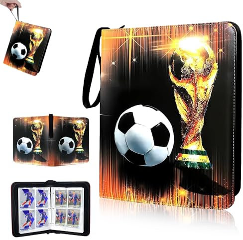 Abiemuce Fußball Sammelalbum, Sammelalbum Fußball Karten, Sammelkarten Album mit Reißverschluss und Griffschlaufe, Fußball Sammelkarten Album Groß Sport Karten Heft, Karten Mappe Binder (JBK-400)