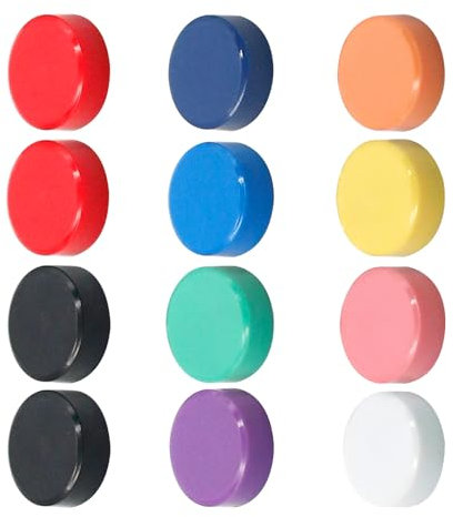 Fridge Magnets, 12Pcs Strong Whiteboard Magnets, Round Small Magnets, Colorful Refrigerator Magnets for Office, Notice Boards, Planning Boards, School, Home, Classroom, 10 Colors