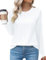 Rapbin Women's Casual Crew Neck T-Shirts Loose Long Sleeve Pleated Summer Tops Tunic Blouses,White,L