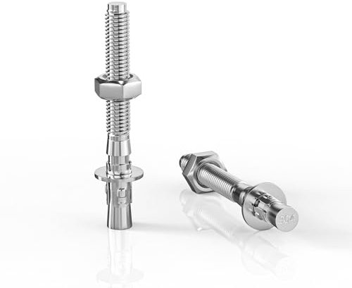 ORTAVA 10 Stück Schwerlastdübel M10 x 90mm, Bolzenanker M10 Edelstahl, Schwerlastanker, Edelstahl A2 V2A, mit Unterlegscheiben und Muttern, für Maschinen, Geländer