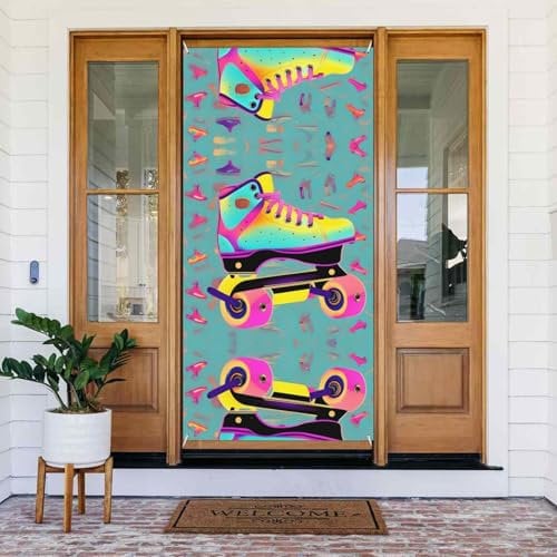 Bunte Rollschuh-Druck, Türabdeckung, Banner, Party-Dekorationen, Veranda-Schilder, für Geburtstage, drinnen und draußen