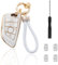 Weißer Autoschlüsselanhänger mit 4 Reifenventilen, kompatibel mit BMW X1 X3 X5 X6 X7 1 2 3 5 7 Serie. White Car Key Chain Key fob Cover with 4 Tire Valves