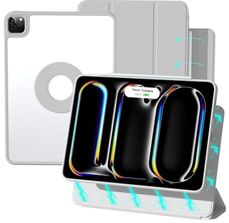 ZENLU iPad Pro 11 Zoll M4 Hülle mit abnehmbarer magnetischer Folio-Abdeckung, Premium-PU-Leder, mehrere Winkel, Ständer, Bleistiftschlitz-Ladeunterstützung, vollständige Schutzhülle für iPad Pro 11