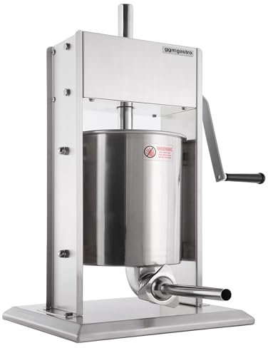 GGM Gastro | WFMHB10 | Machine manuelle à saucisses et churro – 10 litres – Acier inoxydable – Avec 4 embouts à saucisses et 3 embouts churro